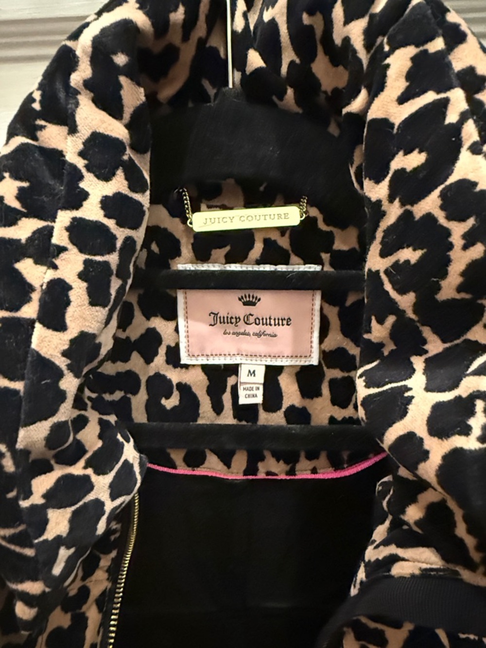 Juicy Couture Leopard-Print Quilted Vest in Black & Tan - Picture 2 of 3